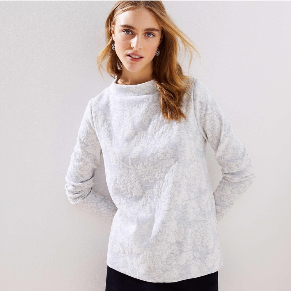 Loft floral jacquard mock neck sweatshirt